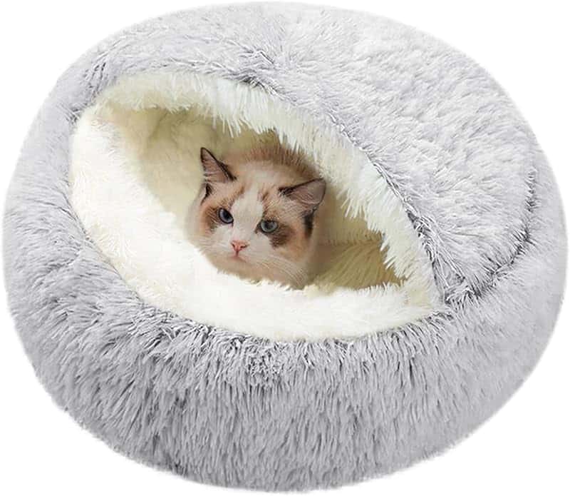 Cama cuenco con borde elevado para gatos ansiosos