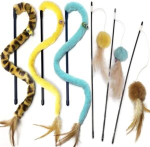 Juguete interactivo para gatos varita con plumas